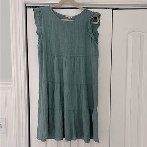 Green Sleeveless Tiered Dress